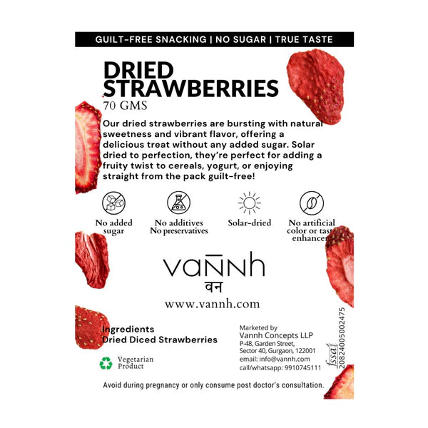 Solar Dried Strawberry Fruit – Antioxidant-rich guilt-free Snack (2 x 70g)