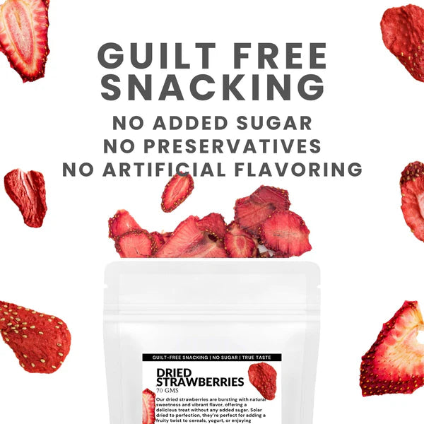Solar Dried Strawberry Fruit – Antioxidant-rich guilt-free Snack (2 x 70g)