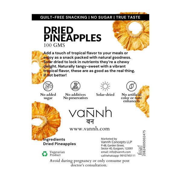 Solar Dried Pineapple Chips for Healthy Snacking(2 x 100g)