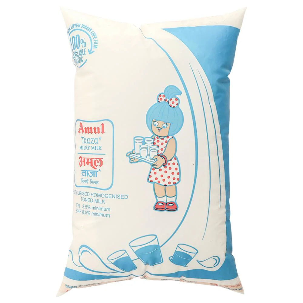 Amul Taaza Toned Milk 1 L (Pouch)