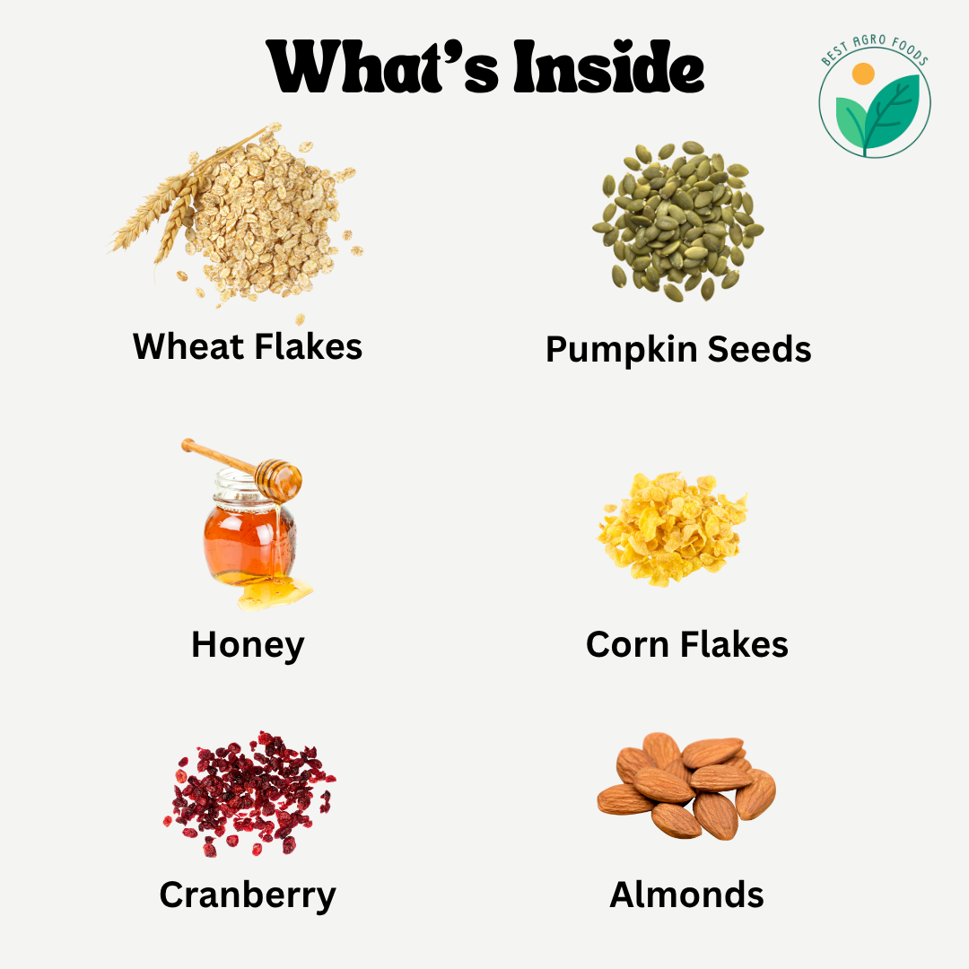 Cashmere Breakfast Mix - Oats, Honey, Pumpkin seeds, nuts, berries, oats, Wheat and corn flakes
