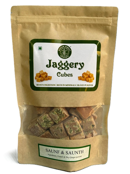 Jaggery (Gud) Cubes - Enriched with Saunf & Saunth - 500 gms