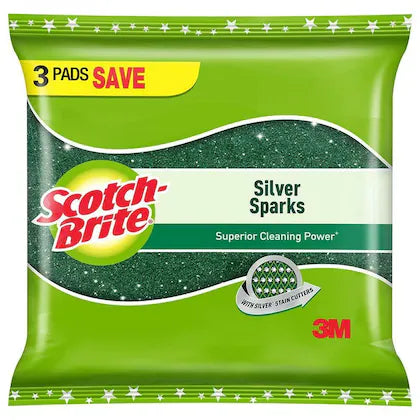 Scotch-Brite Silver Sparks Scrub Pad 3 pcs